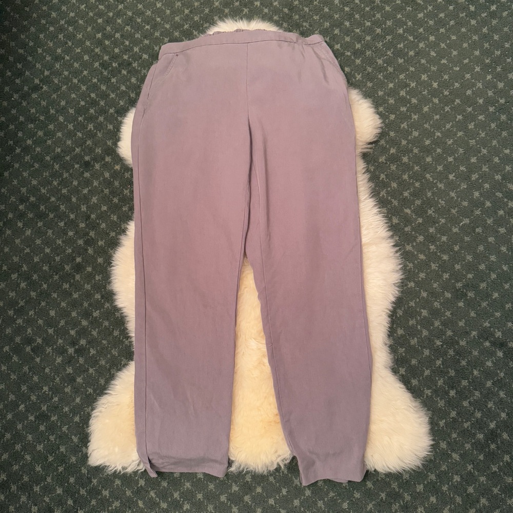 Eileen Fisher Light Grey Tencel Straight Leg Trouser Pants